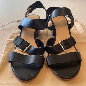 Kate Spade brand new black 2” buckle sandals in perfect condition.